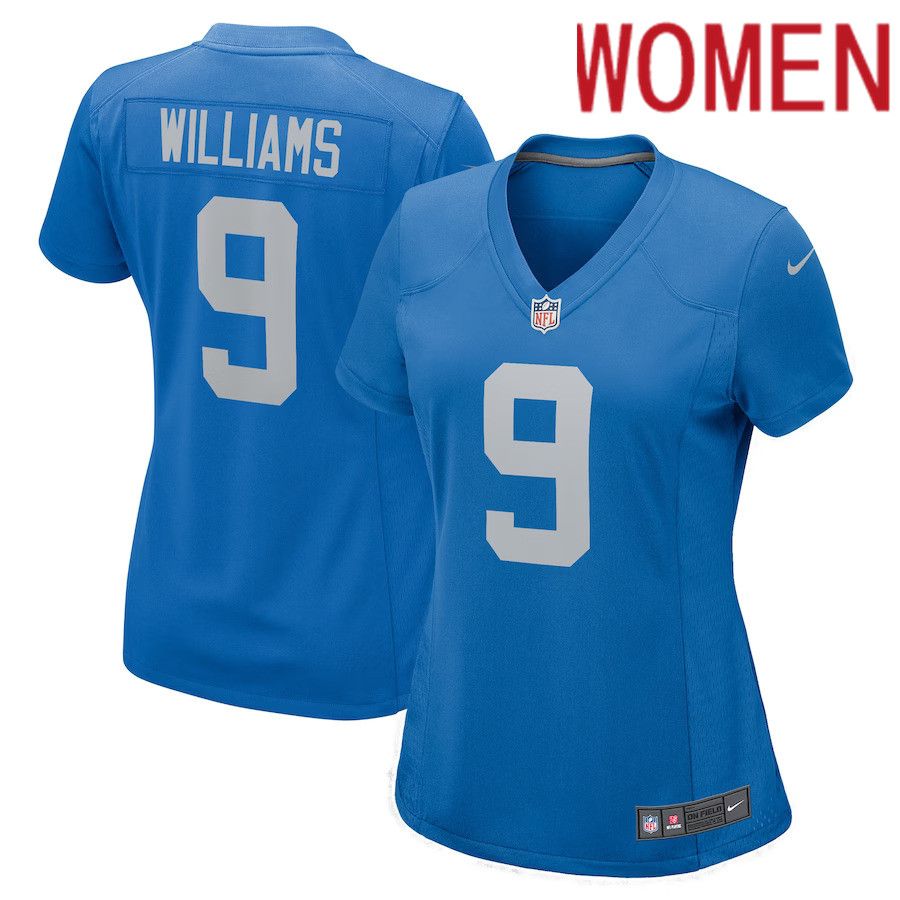 Women Detroit Lions #9 Jameson Williams Nike Blue Player Game NFL Jerseys